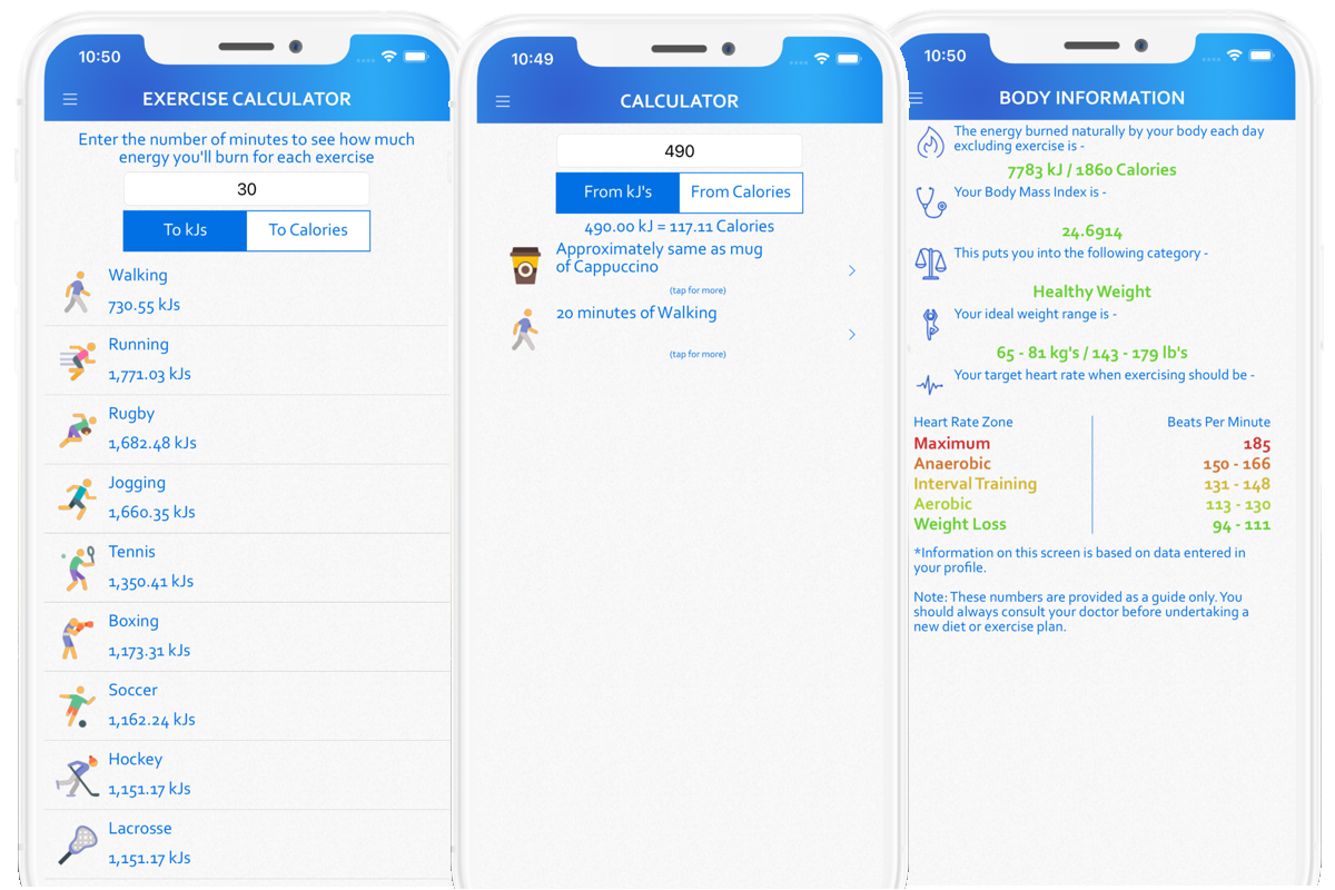 Pocket Cal/kJ - Health and fitness calorie tracking app
